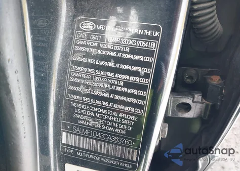 2012 Land Rover Range Rover Hse z USA, uszkodzony, nr VIN SALMF1D43CA363760